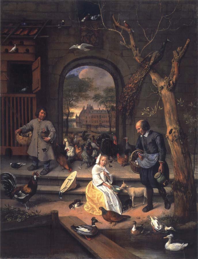 The Poultry yard,Probably a Portrait of Sernardina Margriet van Raesfelt Before Lokborst Caslt near Warmond